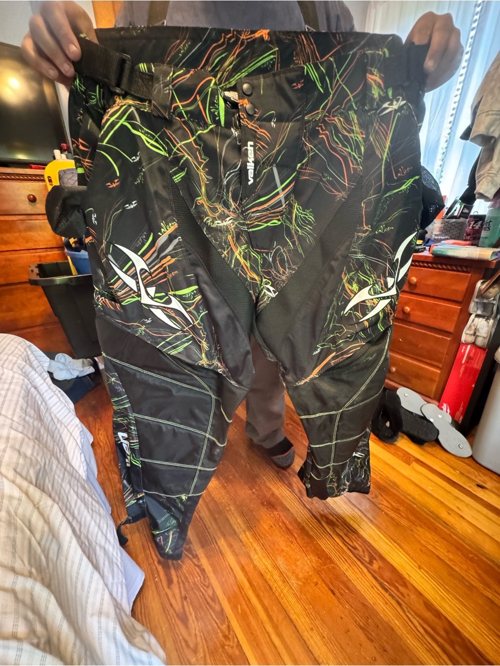 Volk Black Men’s Paintball Pants with Neon Green & Orange Accents